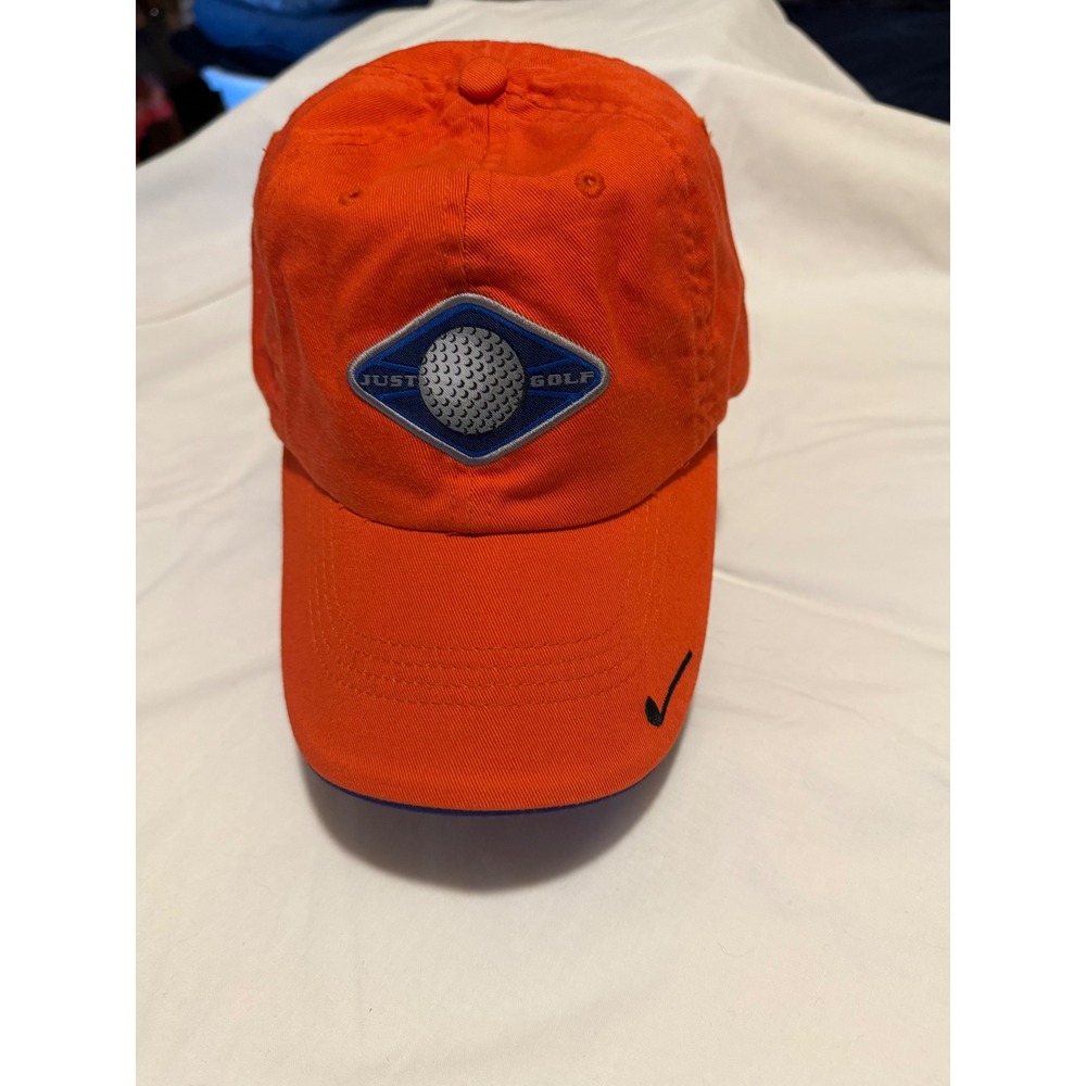 Signatures Just Golf Orange Strapback Dad Hat Blue Underbrim One Size OSFM
